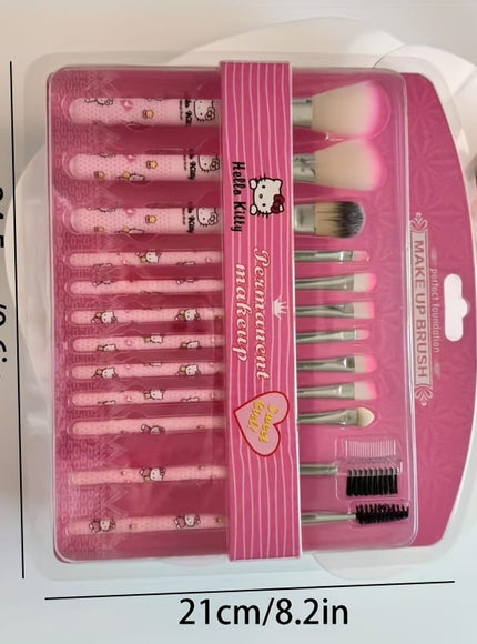 KissICON Hello Kitty 12 Hello Kitty 12pc Makeup Brush Set – Cute Soft Sensitive