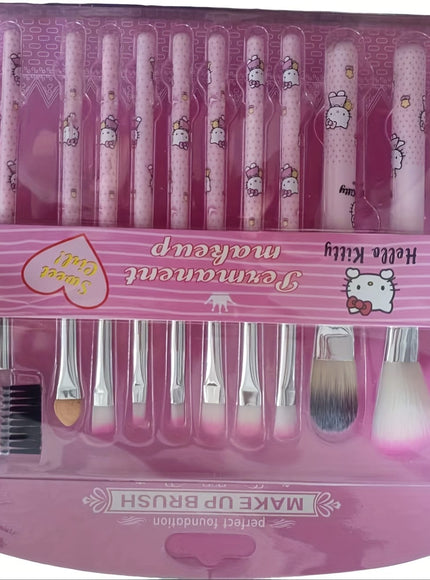 KissICON Hello Kitty 12 Hello Kitty 12pc Makeup Brush Set – Cute Soft Sensitive