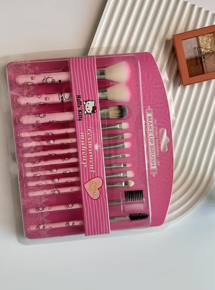 KissICON Hello Kitty 12 Hello Kitty 12pc Makeup Brush Set – Cute Soft Sensitive