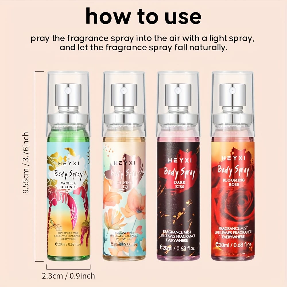 KissICON Heyxi 4 Floral Body Sprays Longlasting