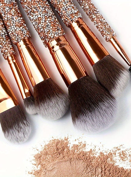 KissICON high-end golden / 10 Golden makeup brushes + 1 brush bag + 3 powder puffs Golden Diamond 14pc Makeup Brush Set – Puffs