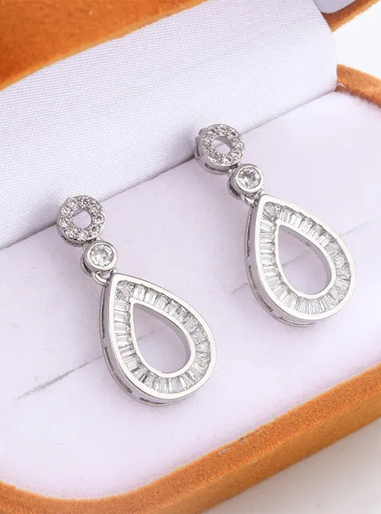KissICON High Quality 925 Silver Plated Women's Earrings Shiny Zircon Studs Women's Party Jewelry Anniversary Gift