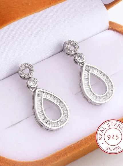 KissICON High Quality 925 Silver Plated Women's Earrings Shiny Zircon Studs Women's Party Jewelry Anniversary Gift