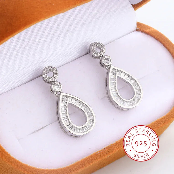High Quality 925 Silver Plated Women's Earrings Shiny Zircon Studs Women's Party Jewelry Anniversary Gift