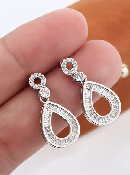 KissICON High Quality 925 Silver Plated Women's Earrings Shiny Zircon Studs Women's Party Jewelry Anniversary Gift