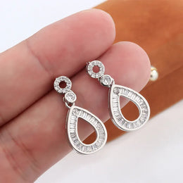 KissICON High Quality 925 Silver Plated Women's Earrings Shiny Zircon Studs Women's Party Jewelry Anniversary Gift