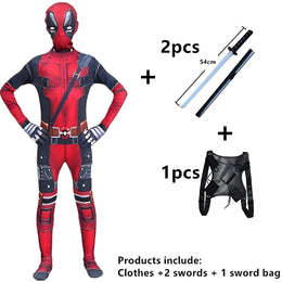 KissICON High Quality Deadpool Costume Halloween Cosplay Costume Deadpool Suit Jumpsuit deadpool Costume Carnival Festival Gift Sword Set