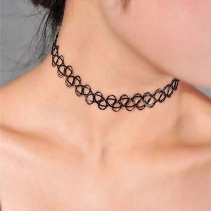 KissICON High Quality Gothic Jewellery Braided Fish Thread Choker Necklace Vintage Elastic Tattoo Choker Retro Necklace