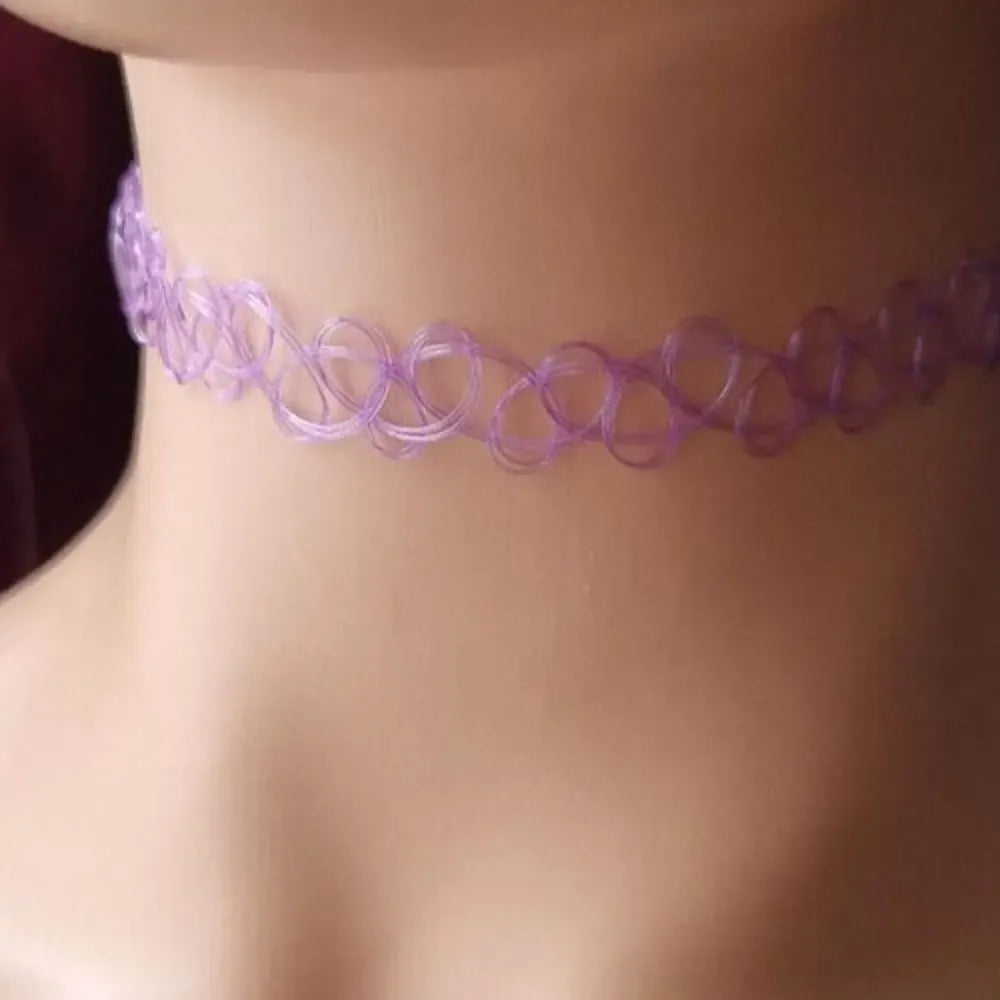 KissICON High Quality Gothic Jewellery Braided Fish Thread Choker Necklace Vintage Elastic Tattoo Choker Retro Necklace