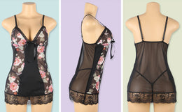 KissICON High quality Plus Size Lovely Woman Floral Print sexy sleepwear night wear sleep dress nightdress lingerie from M-5XL