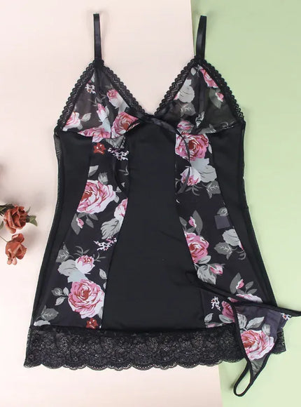 KissICON High quality Plus Size Lovely Woman Floral Print sexy sleepwear night wear sleep dress nightdress lingerie from M-5XL