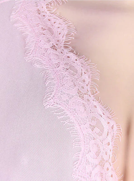 KissICON High Quality Women's Sheer Mesh Robe Set Transparent V Neck Sleepwear Nightgown Plus Size Sexy Babydoll Lingerie with Panties