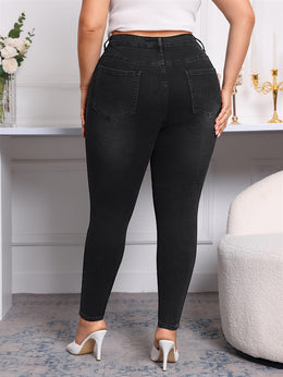 jkthpu-45 High - Waist Black Skinny Jeans - Slim