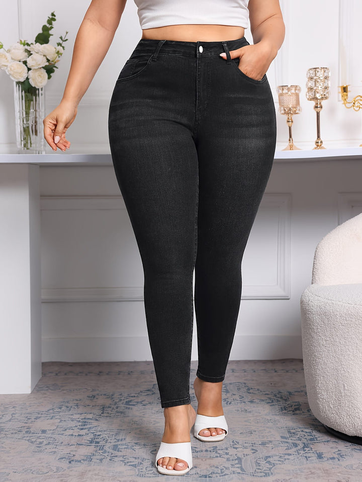 High - Waist Black Skinny Jeans - Slim