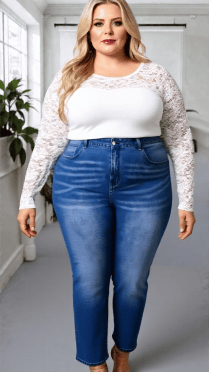High-Waisted Dark Wash Denim Jeans