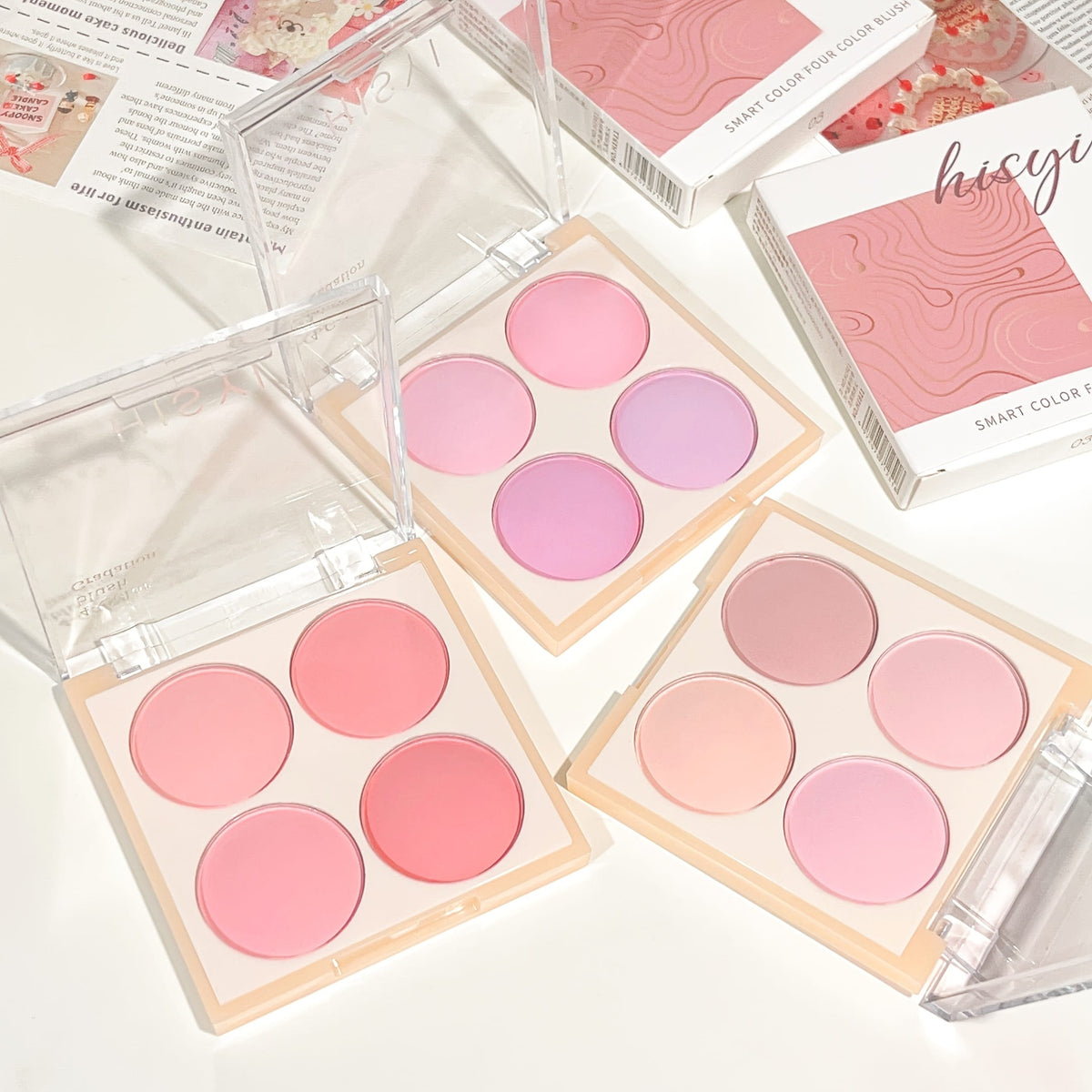 jkthpu-45 💋 HISYI 4-Color Blush Palette - Buildable Matte