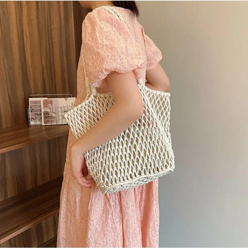 KissICON Hollow Inner Pocket Cotton Rope Seaside Beach
