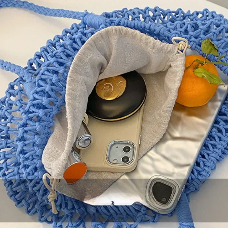 KissICON Hollow Inner Pocket Cotton Rope Seaside Beach