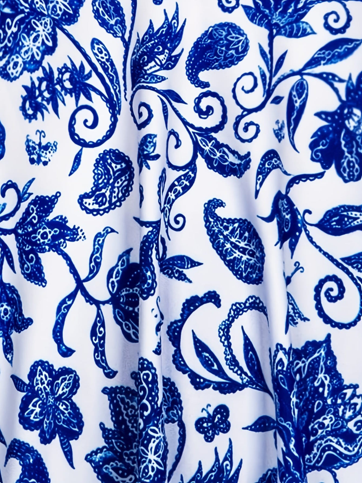 KissICON Hot Blue Paisley Curve Offshoulder Tankini