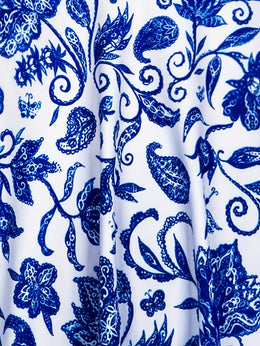 KissICON Hot Blue Paisley Curve Offshoulder Tankini