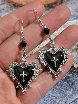 KissICON hot / one-size Y2K Thorn Rose  Cross Beaded Hoop Earrings