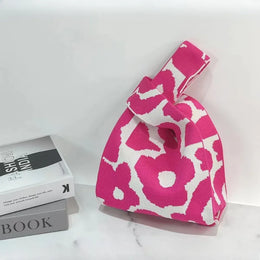KissICON Hot Pink Fashionable Knitted Woven Compact Women's Handbag