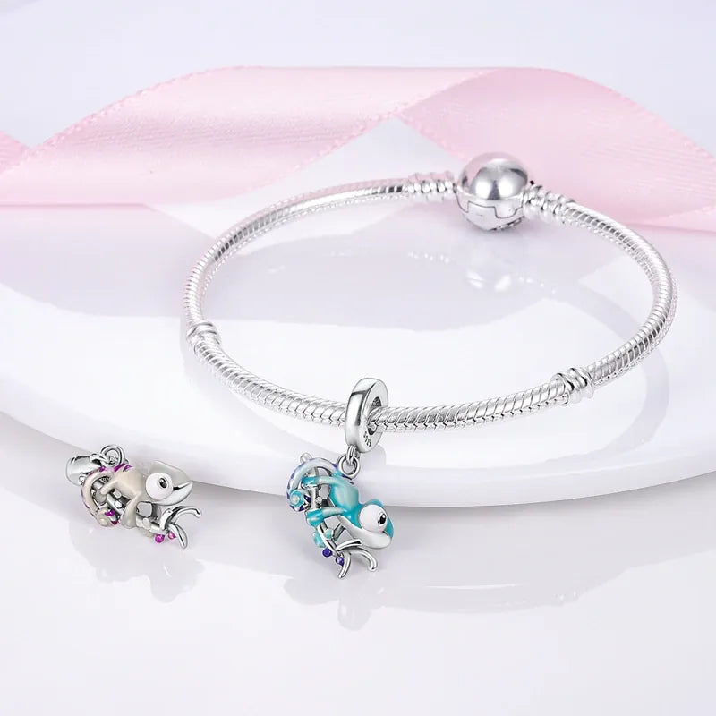 KissICON Hot Sale 925 Silver Butterfly Chameleon Owl Sunflower Charms Fit Original Bracelet Necklace DIY Bead For Women Jewelry