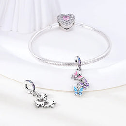 KissICON Hot Sale 925 Silver Butterfly Chameleon Owl Sunflower Charms Fit Original Bracelet Necklace DIY Bead For Women Jewelry