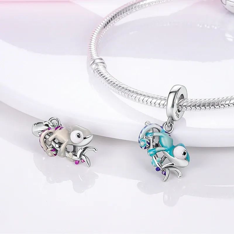 KissICON Hot Sale 925 Silver Butterfly Chameleon Owl Sunflower Charms Fit Original Bracelet Necklace DIY Bead For Women Jewelry