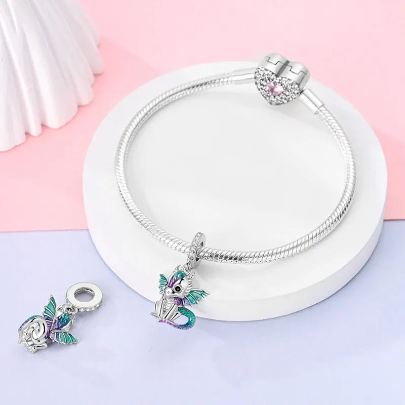 KissICON Hot Sale 925 Silver Butterfly Chameleon Owl Sunflower Charms Fit Original Bracelet Necklace DIY Bead For Women Jewelry