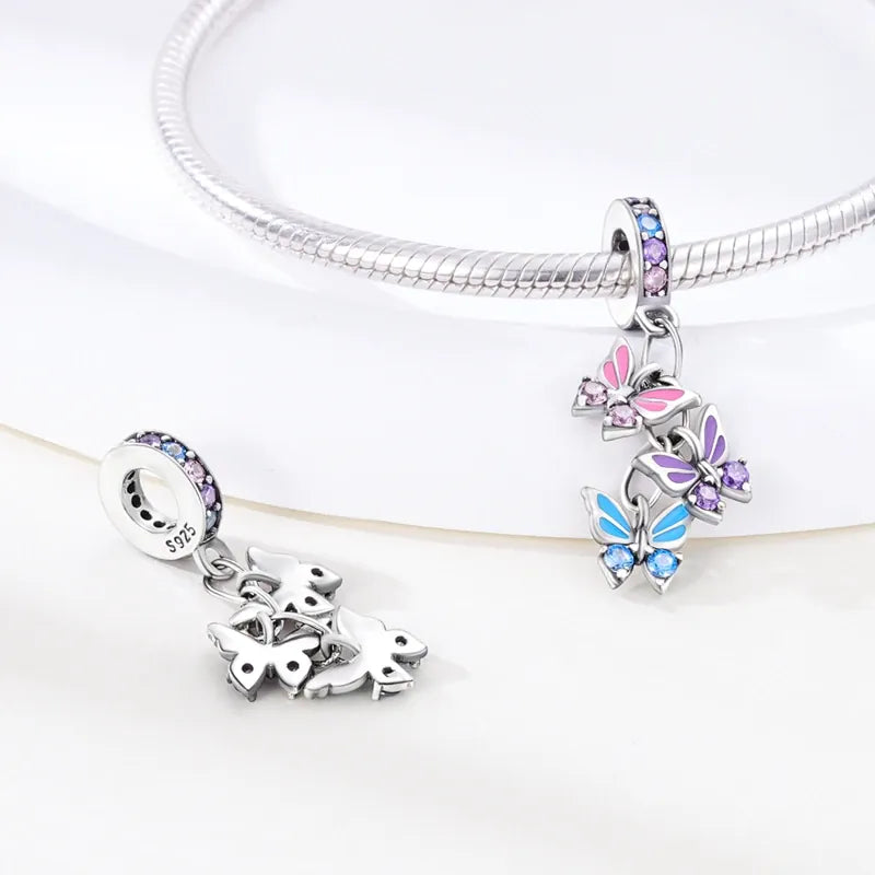 KissICON Hot Sale 925 Silver Butterfly Chameleon Owl Sunflower Charms Fit Original Bracelet Necklace DIY Bead For Women Jewelry