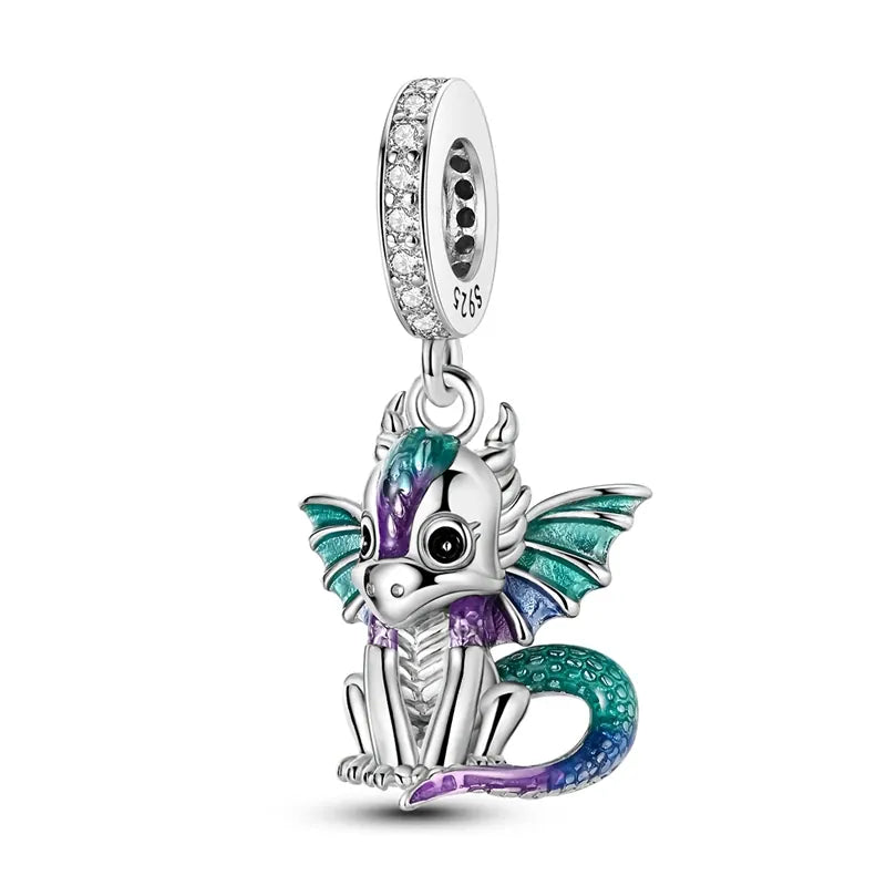 KissICON Hot Sale 925 Silver Butterfly Chameleon Owl Sunflower Charms Fit Original Bracelet Necklace DIY Bead For Women Jewelry