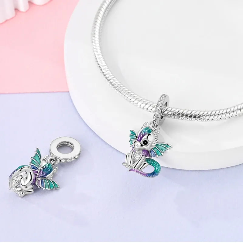 KissICON Hot Sale 925 Silver Butterfly Chameleon Owl Sunflower Charms Fit Original Bracelet Necklace DIY Bead For Women Jewelry