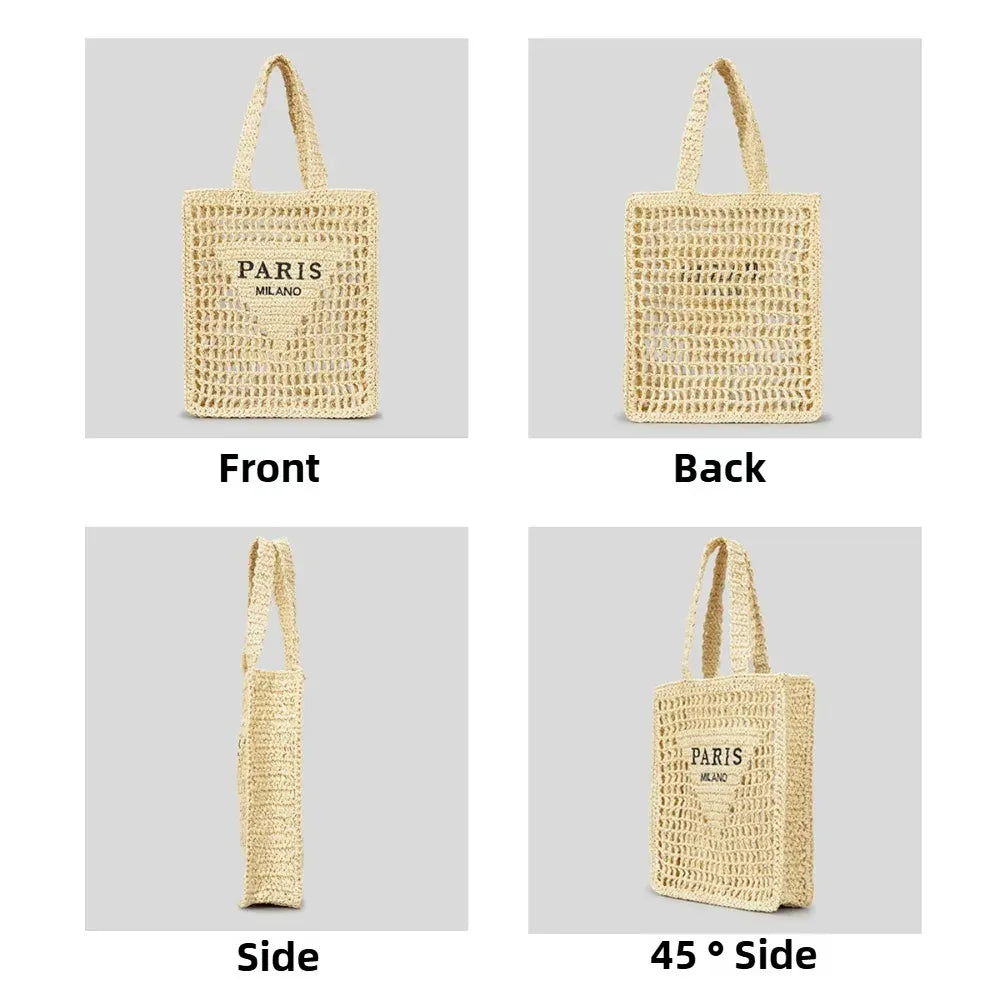 KissICON Hot Sale Straw Handmade Woven Handbag – Hollow Out Solid