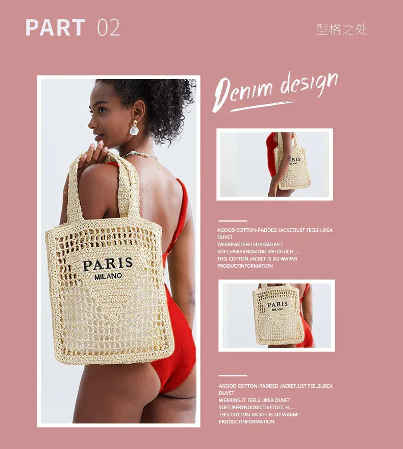 KissICON Hot Sale Straw Handmade Woven Handbag – Hollow Out Solid