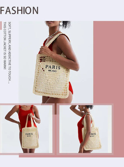 KissICON Hot Sale Straw Handmade Woven Handbag – Hollow Out Solid