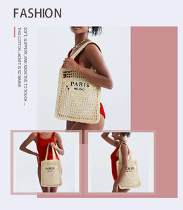 KissICON Hot Sale Straw Handmade Woven Handbag – Hollow Out Solid