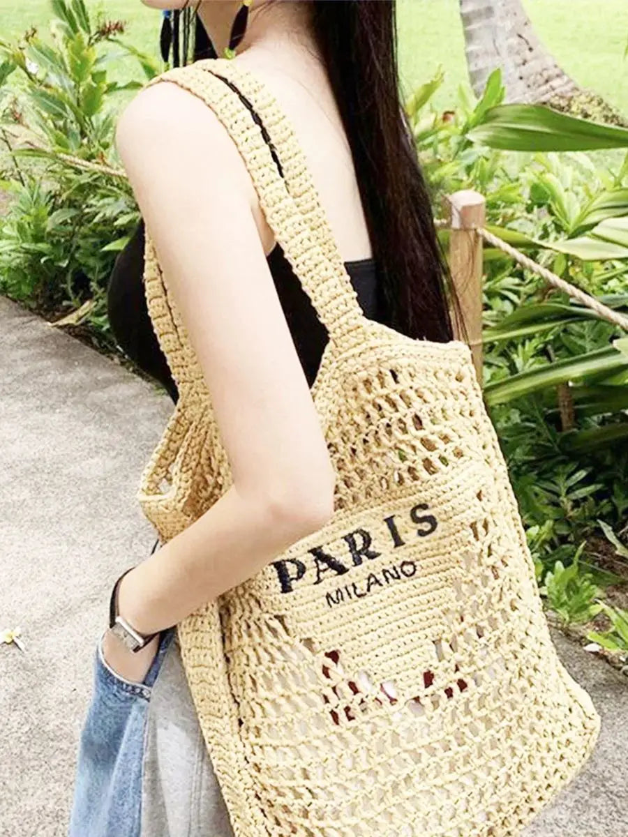 KissICON Hot Sale Straw Handmade Woven Handbag – Hollow Out Solid