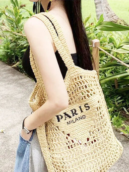 KissICON Hot Sale Straw Handmade Woven Handbag – Hollow Out Solid
