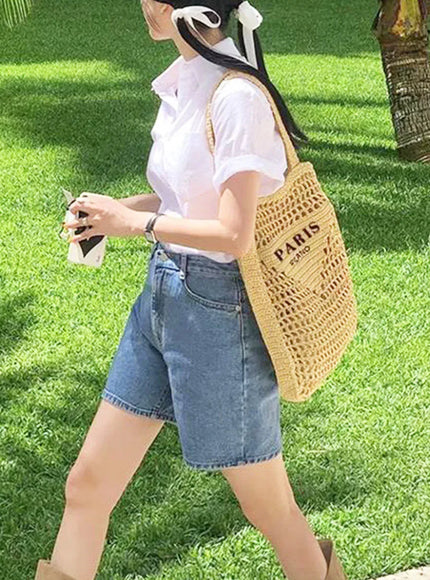 KissICON Hot Sale Straw Handmade Woven Handbag – Hollow Out Solid