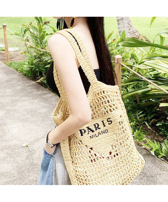 KissICON Hot Sale Straw Handmade Woven Handbag – Hollow Out Solid