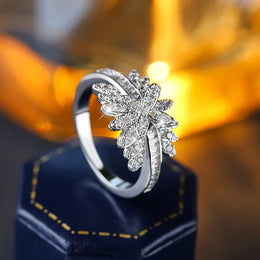 KissICON Hot Stylish Zircon Women's Ring Exquisite 925 Silver Plated Jewelry for Everyday Wear with Jewelry Anniversary Gift Bridal Ring