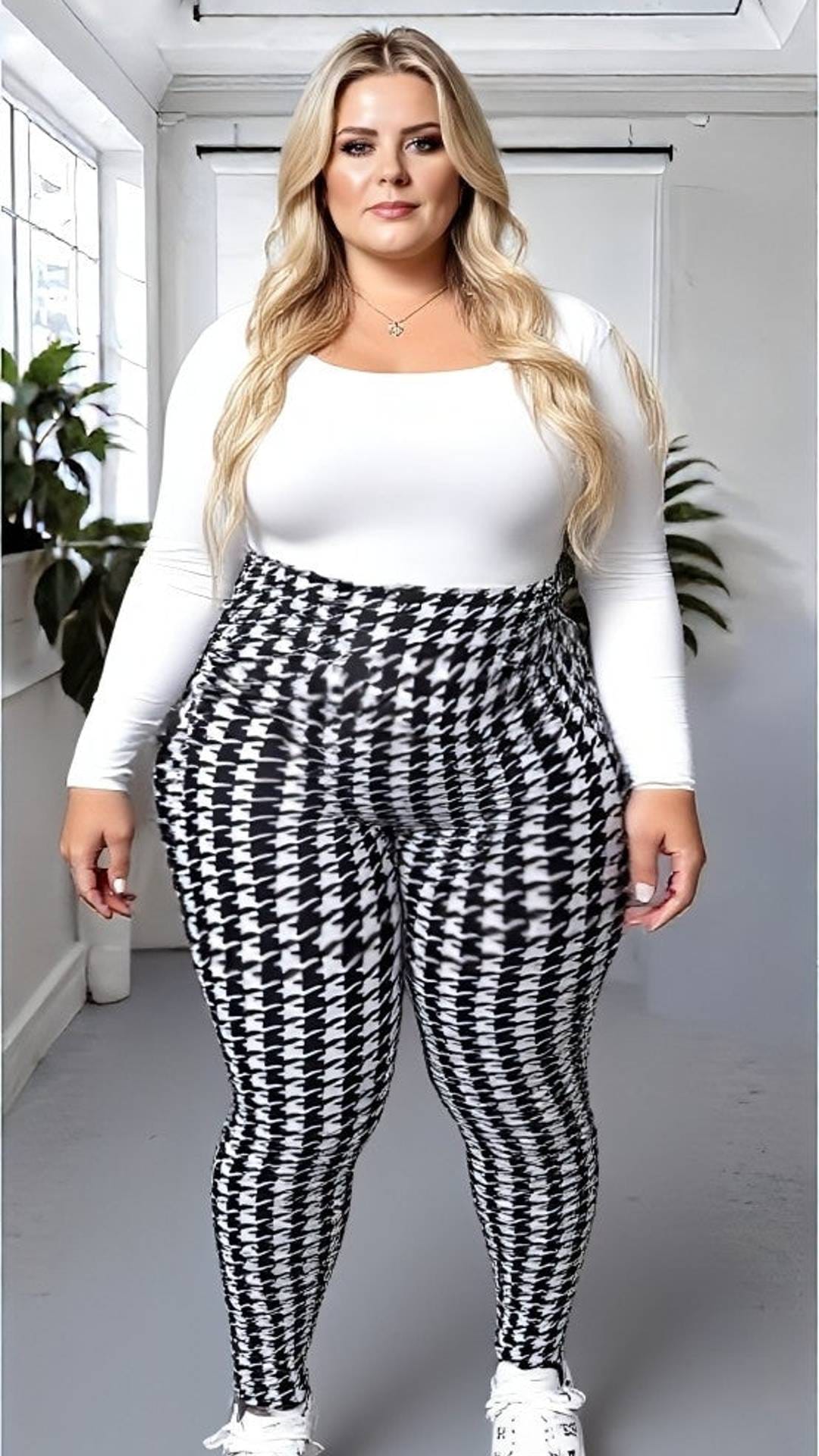 KissICON Houndstooth High-Waisted Leggings