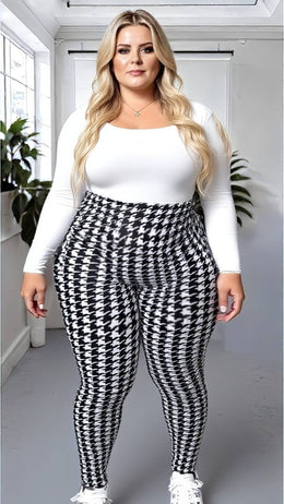 KissICON Houndstooth High-Waisted Leggings