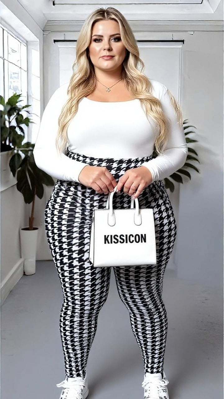 Houndstooth High-Waisted Leggings