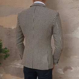 KissICON Houndstooth Plaid Slim Fit Mens Casual Blazer Jacket
