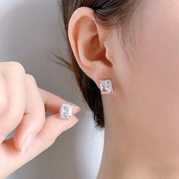 KissICON Hypoallergenic CZ Stud Earrings for Women | 925 Silver with AAA Cubic Zirconia |Lightweight Jewelry Gift for Sensitive Ears