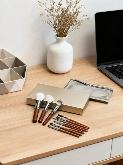 KissICON HZS00302 Luxury Makeup Brush Set With Solid Wood Handle
