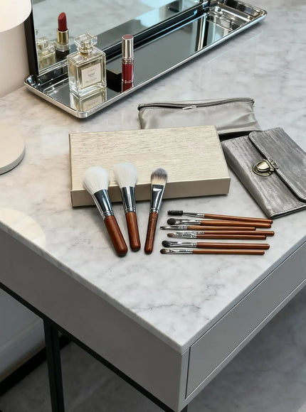 KissICON HZS00302 Luxury Makeup Brush Set With Solid Wood Handle