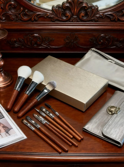KissICON HZS00302 Luxury Makeup Brush Set With Solid Wood Handle